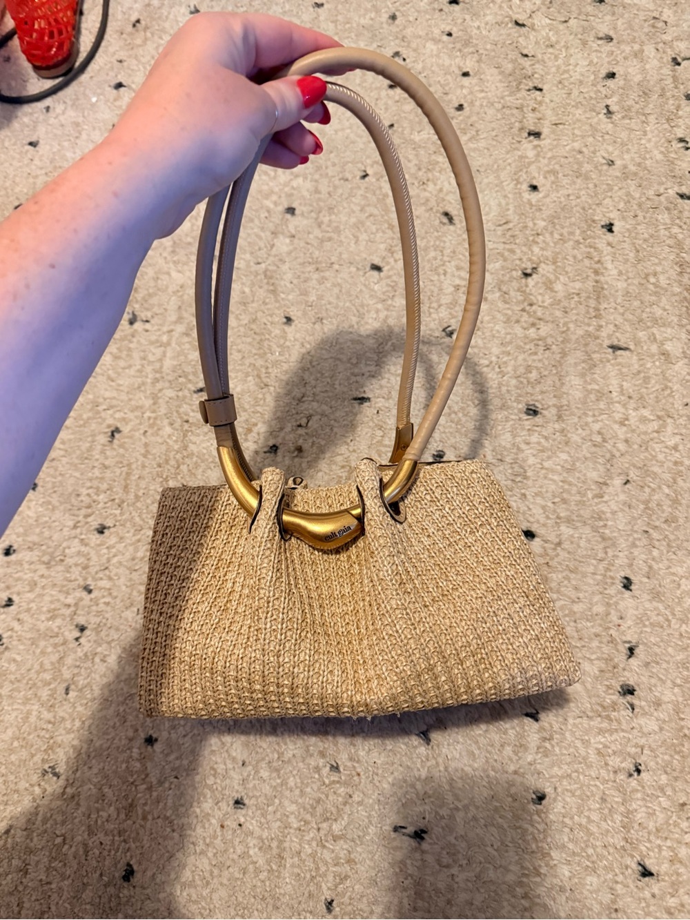 cult gaia Natural Beige Woven Shoulder Bag with Gold Hardware - Picture 3 of 3